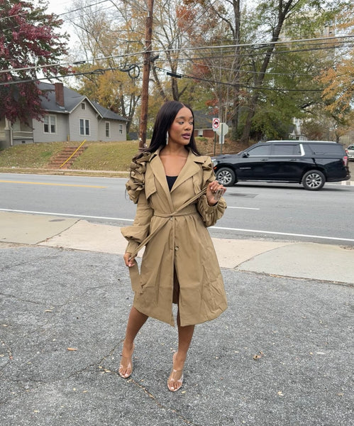 Ruffled Shoulder Trench Coat – Pressedatl.com