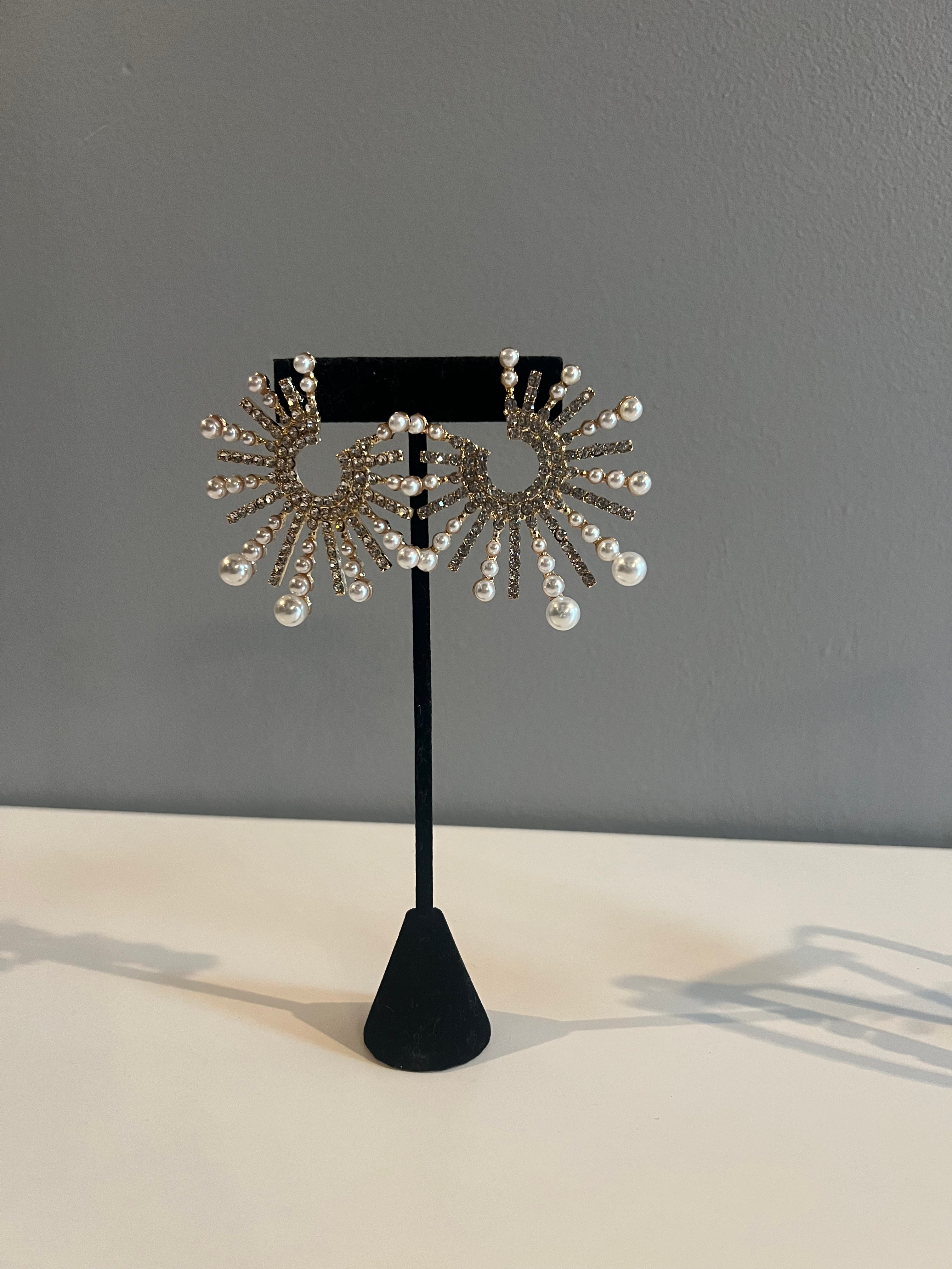 Diamond Pearl Explosion Earrings