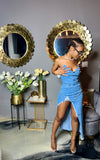 Chain & Slit Denim Dress