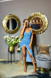 Chain & Slit Denim Dress