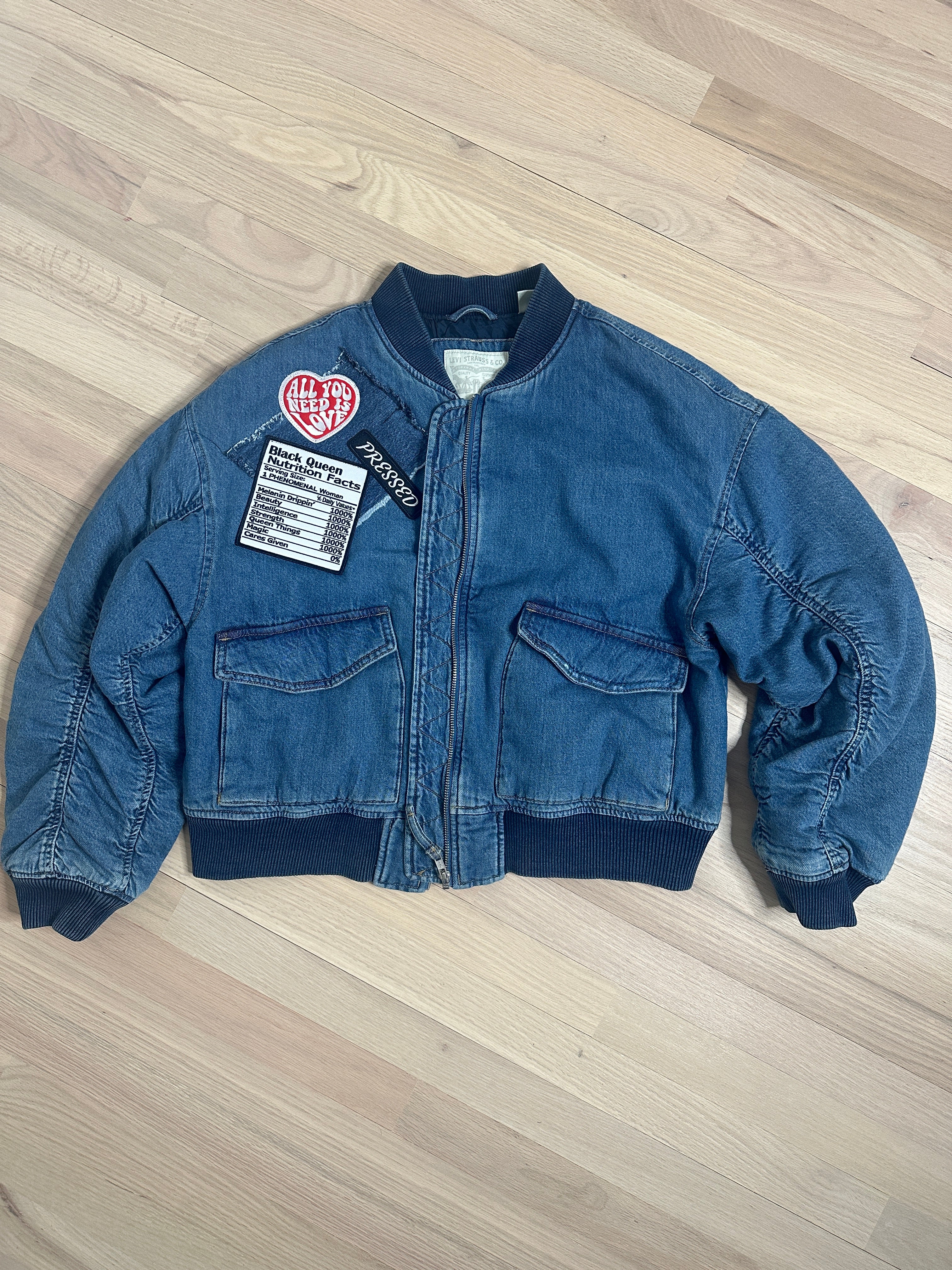 Denim Crown Bomber Jacket