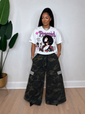 Wide Leg Camo & Bling Pants