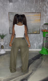 Olive With Stripes Sweat Pants