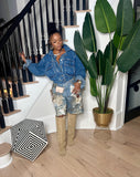 Distressed Flower & Dirt Bermuda Shorts