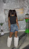 Cowhide Printed Jean Shorts