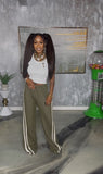 Olive With Stripes Sweat Pants