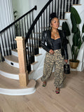 Stripe & Print Barrel Pants