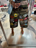 Pressed Camo Patch & Denim Cargo Shorts