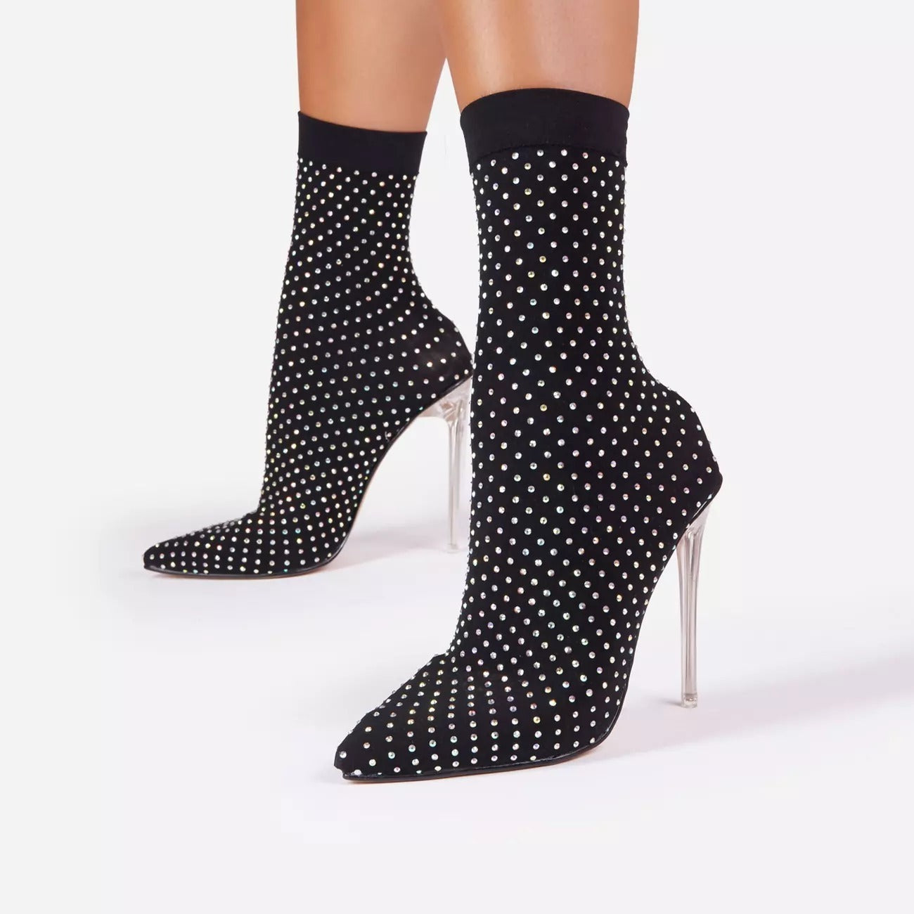 women's sapphire rhinestone mesh dress boots Glimmer Rhinestone Mesh Heel Boots