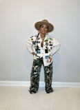 My Beige Patchy Denim Jacket