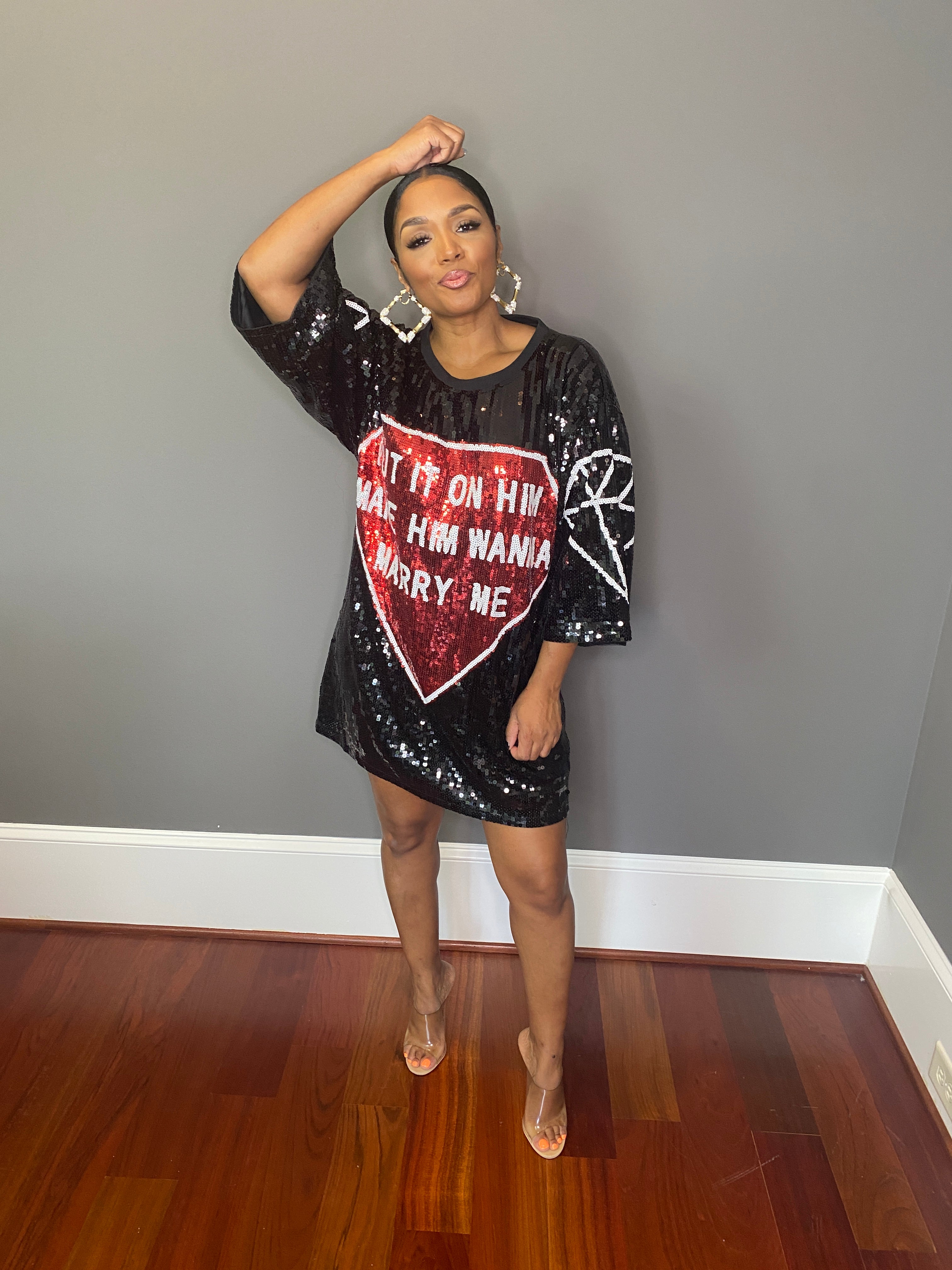 Marry Me Sequins Shirt Dress –